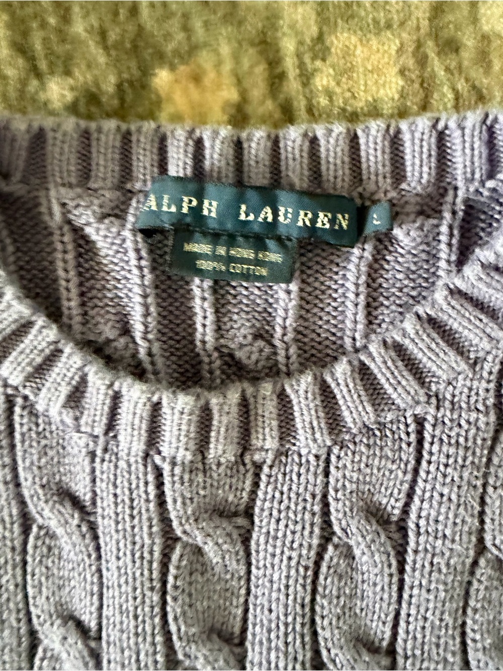 Ralph Lauren Lavender Cable Knit Crewneck Sweater - Picture 2 of 2
